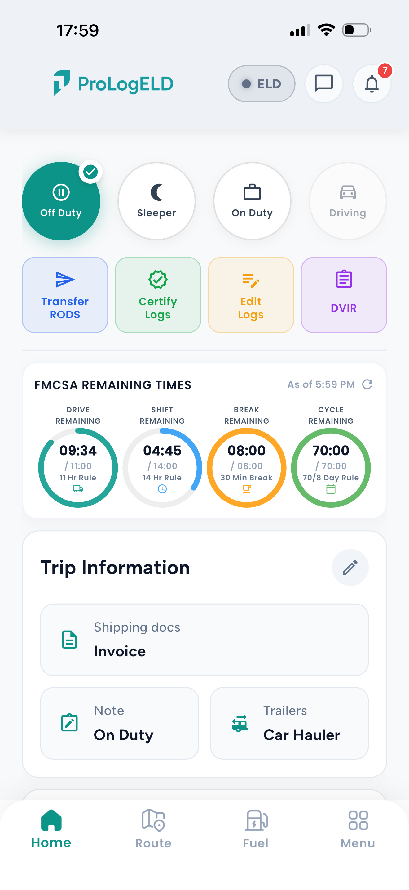 Real ProLogELD driver app